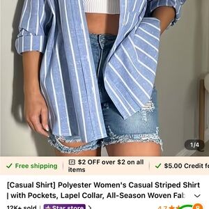 Blue Striped Women's Casual Shirt